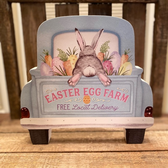 Vintage Farmhouse Easter Egg Farm Truck Sign, Easter Bunny Carrots & Easter Eggs - Picture 6 of 12